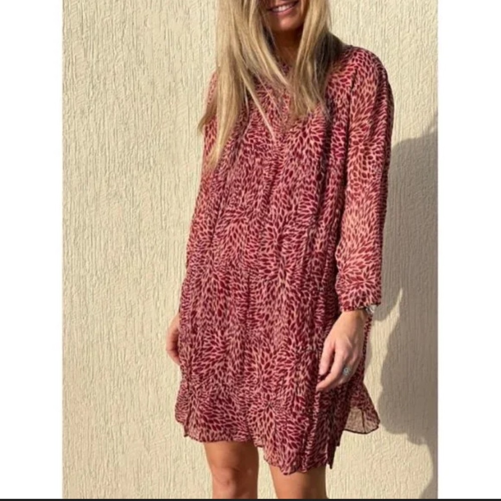 ba&sh Grace Chiffon Tiered Mini Dress Size 1 = Small 100% Viscose